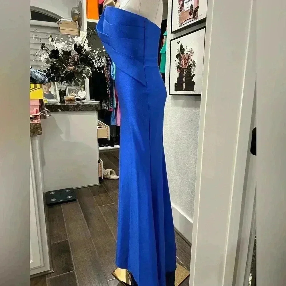NWT NICOLE BAKTI STRAPLESS EVENING DRESS 7082 Size 8 Royal Blue - Picture 7 of 14